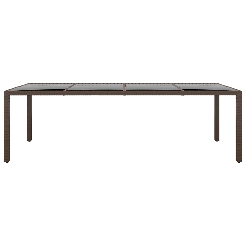 Tuintafel met glazen blad poly rattan bruin