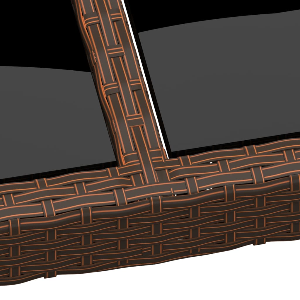 Tuintafel met glazen blad poly rattan bruin