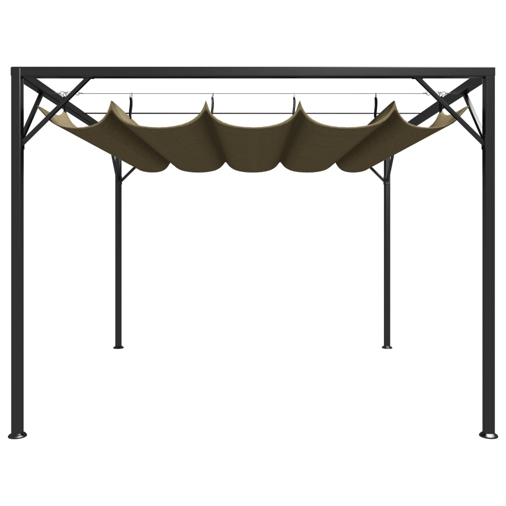 Tuinprieel met uittrekbaar dak 180 g/m² 3x3 m taupe