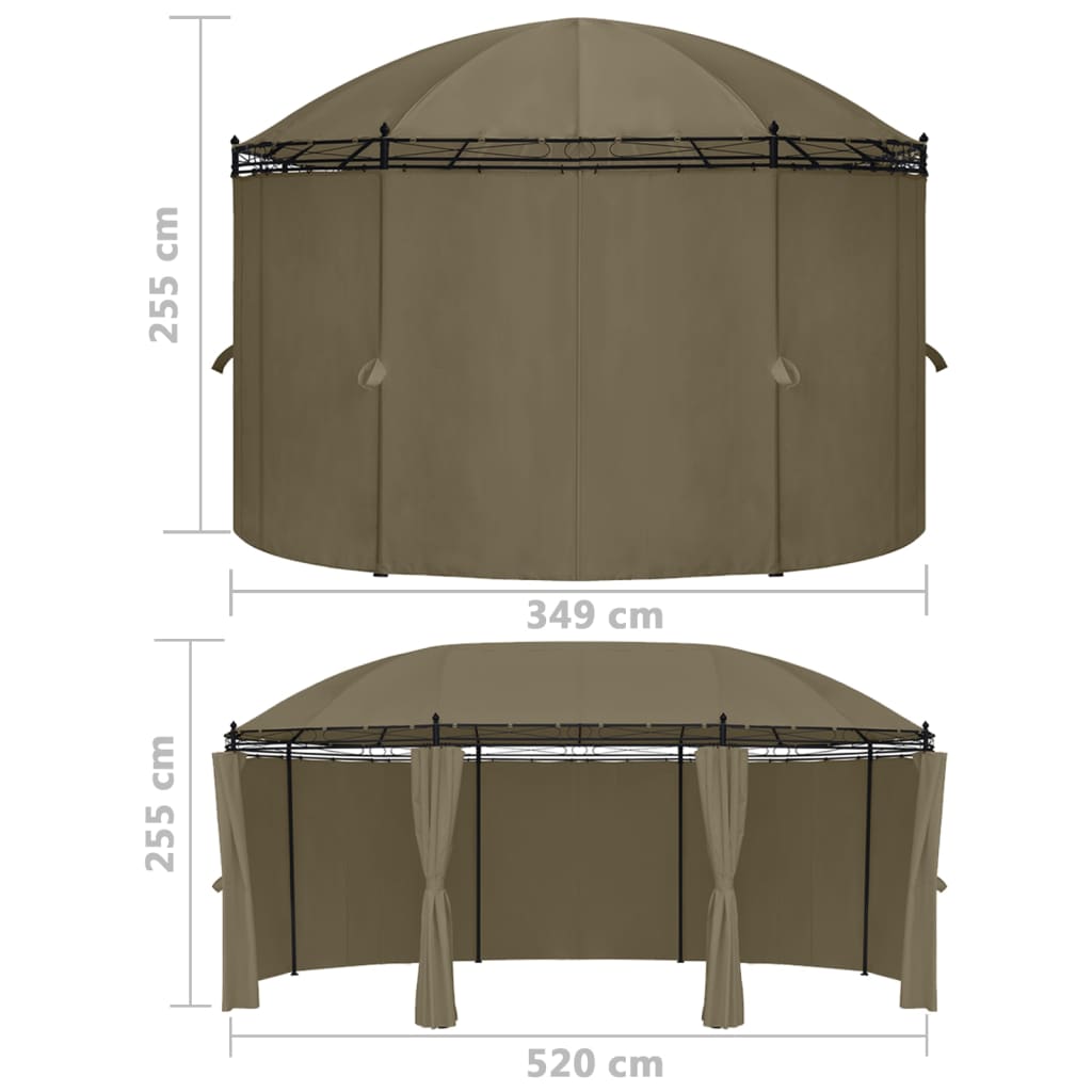 Prieel met gordijnen 180 g/m² 520x349x255 cm taupe