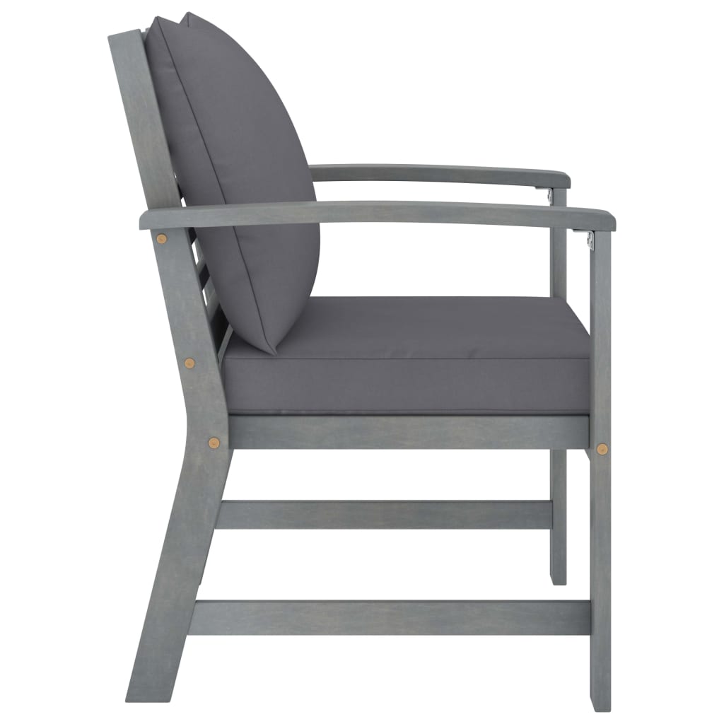Tuinstoelen 2 st met donkergrijze kussens massief acaciahout