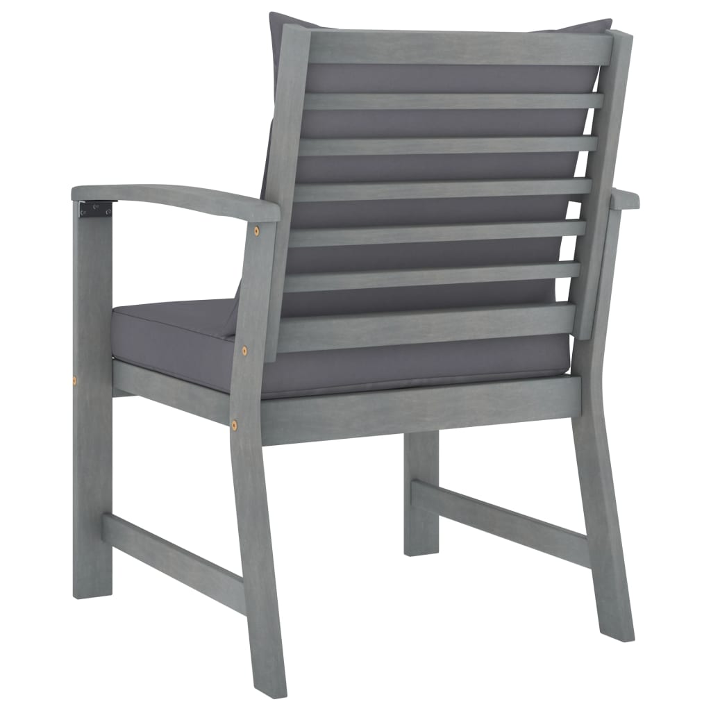 Tuinstoelen 2 st met donkergrijze kussens massief acaciahout