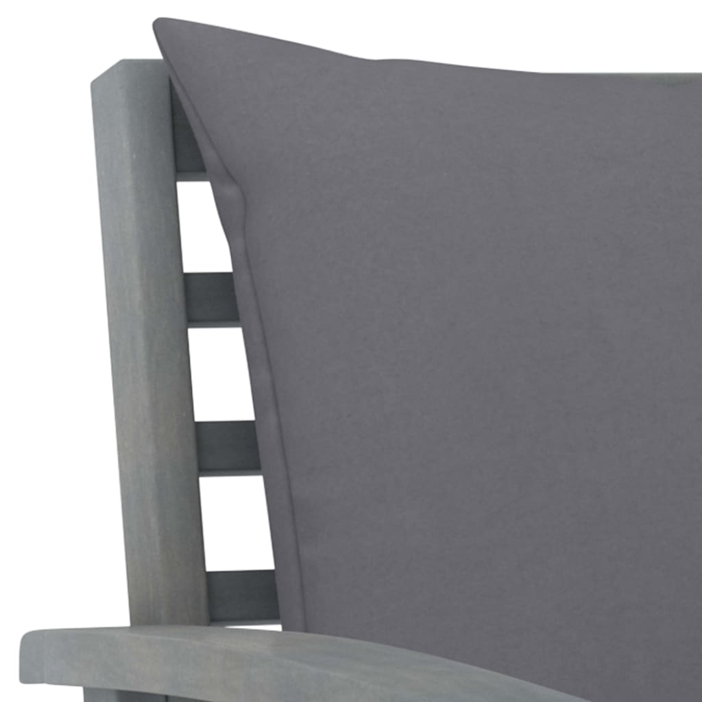 Tuinstoelen 2 st met donkergrijze kussens massief acaciahout