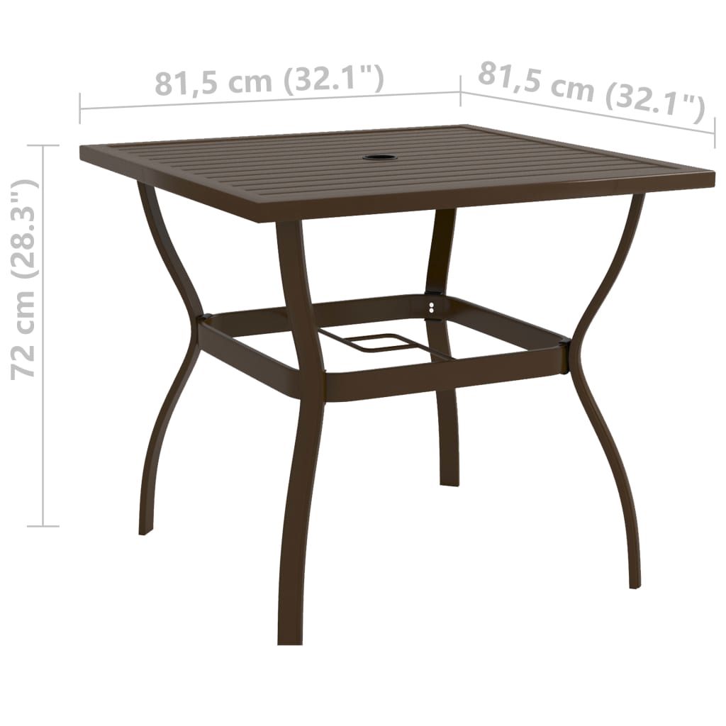 Tuintafel 81,5x81,5x72 cm staal bruin