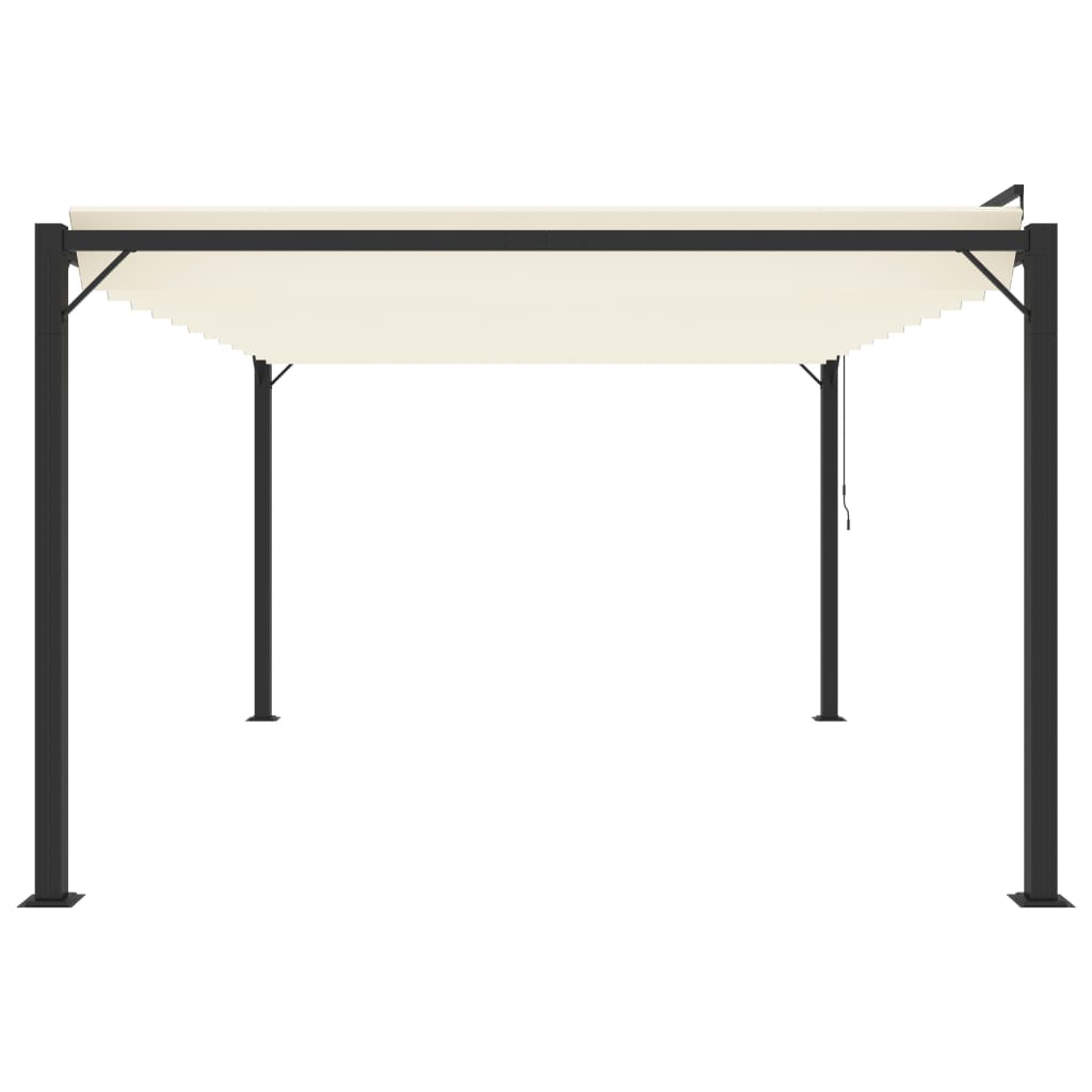 Prieel met lamellendak 3x4 m stof en aluminium crèmekleurig