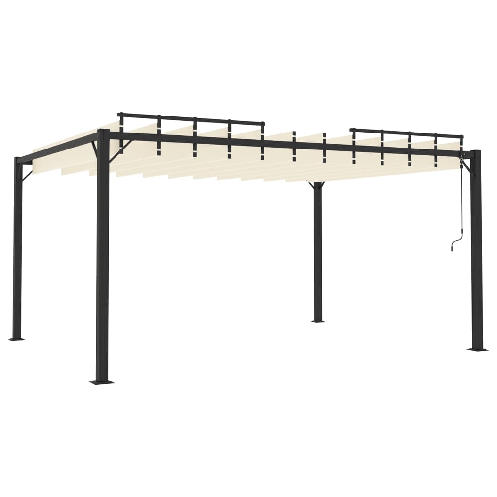 Prieel met lamellendak 3x4 m stof en aluminium crèmekleurig