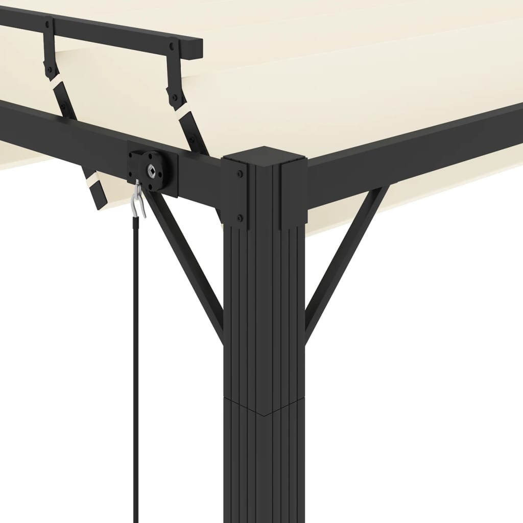 Prieel met lamellendak 3x4 m stof en aluminium crèmekleurig