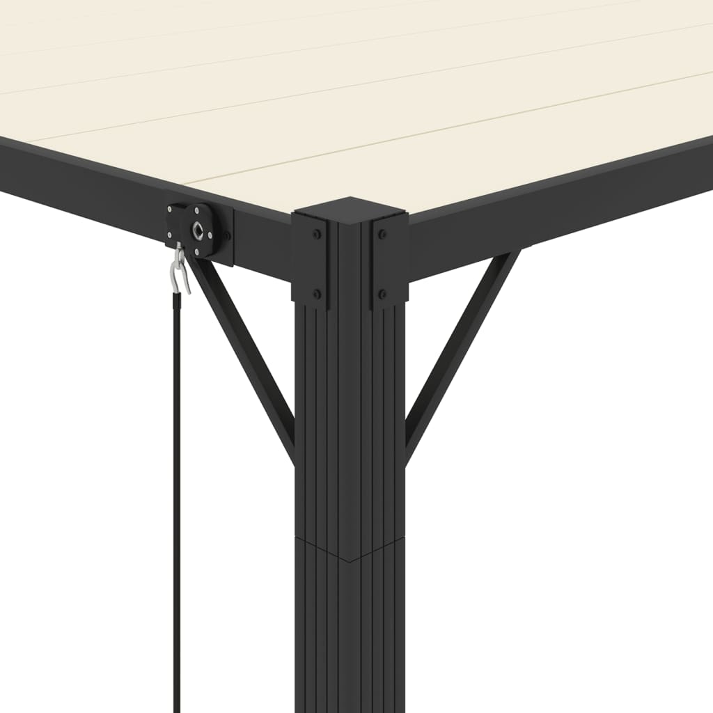 Prieel met lamellendak 3x4 m stof en aluminium crèmekleurig