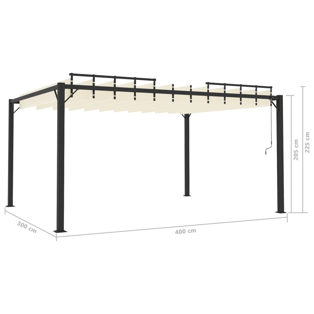 Prieel met lamellendak 3x4 m stof en aluminium crèmekleurig