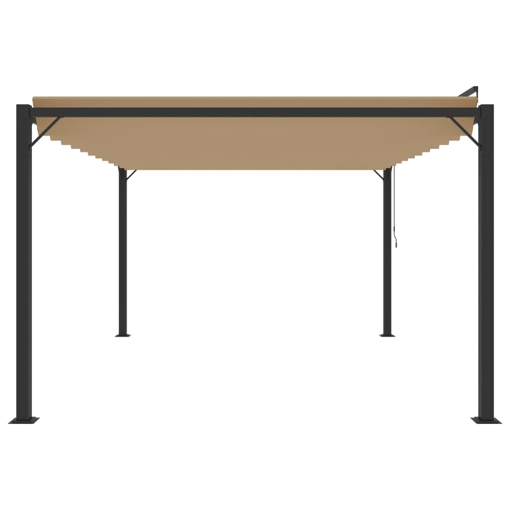 Prieel met lamellendak 3x4 m stof en aluminium taupe