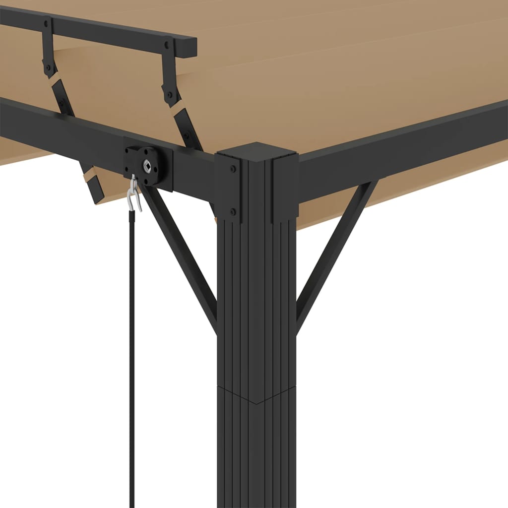 Prieel met lamellendak 3x4 m stof en aluminium taupe