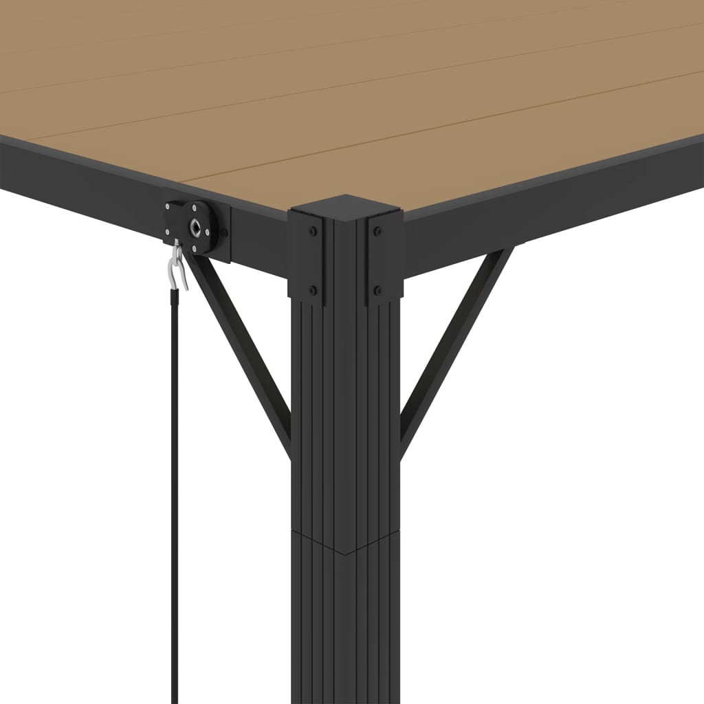Prieel met lamellendak 3x4 m stof en aluminium taupe