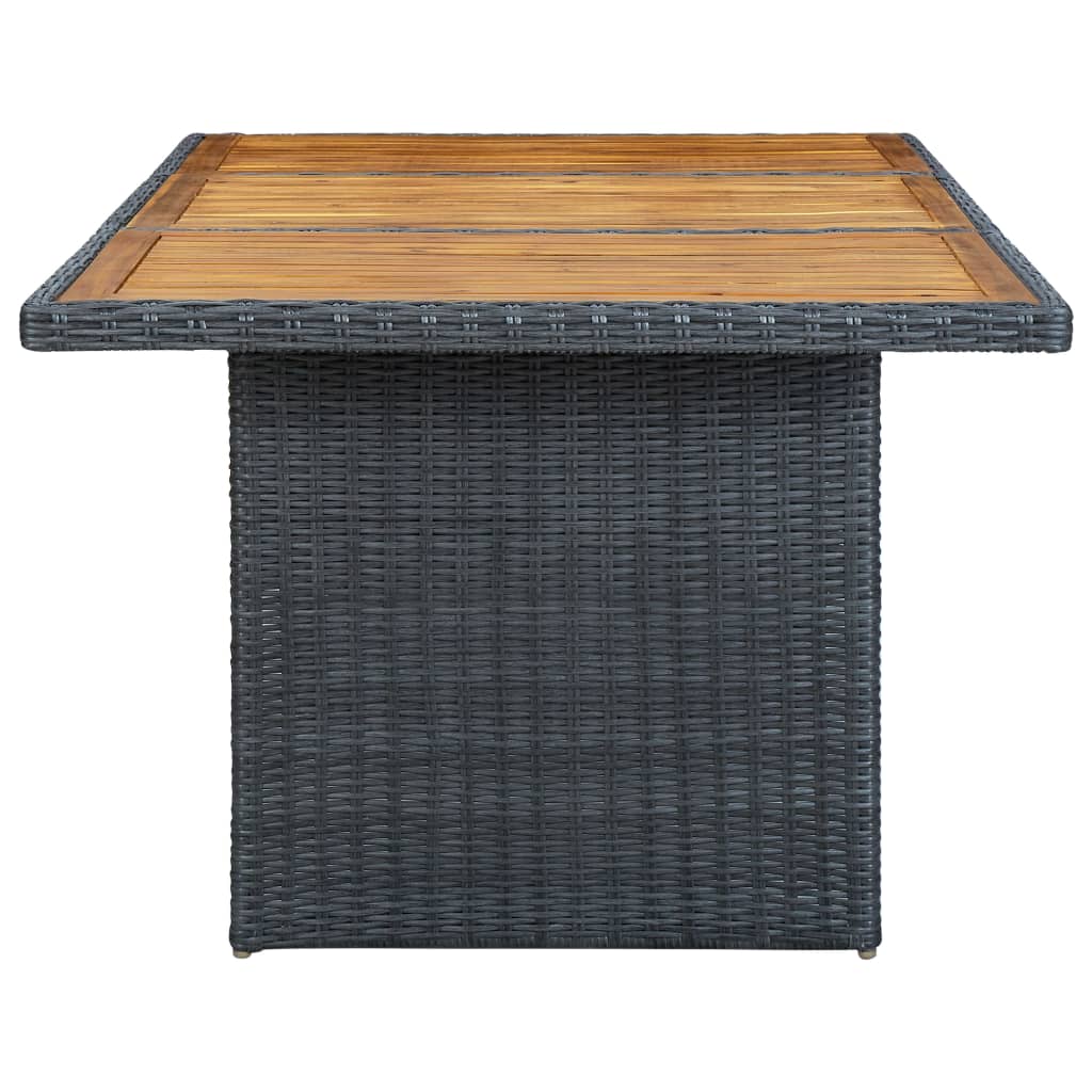Tuintafel poly rattan en massief acaciahout donkergrijs