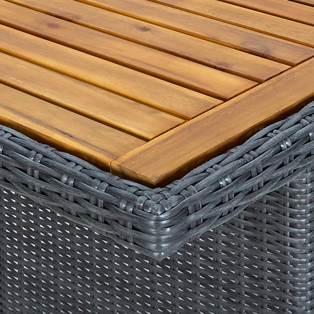 Tuintafel poly rattan en massief acaciahout donkergrijs