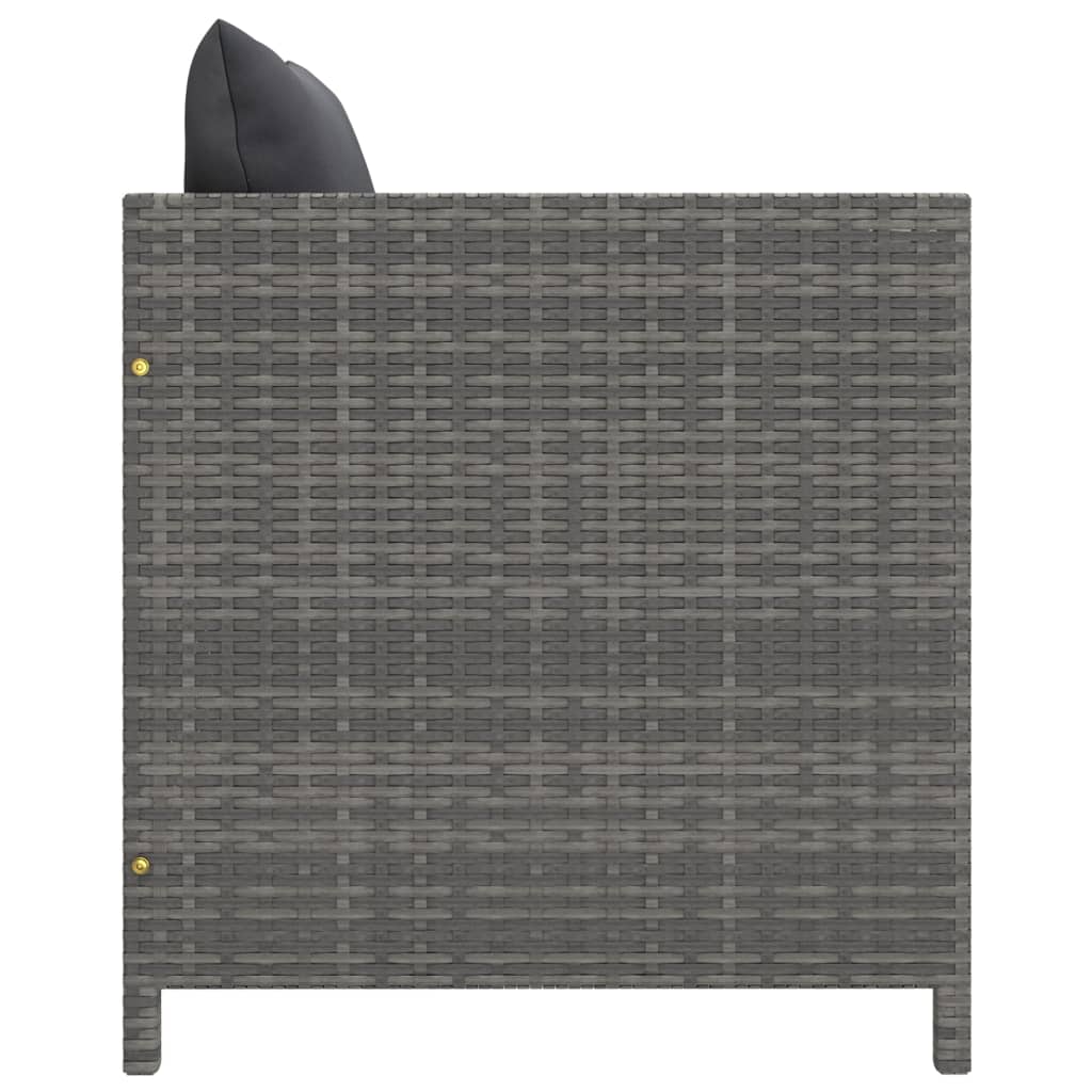 Tuinstoel met kussens poly rattan grijs