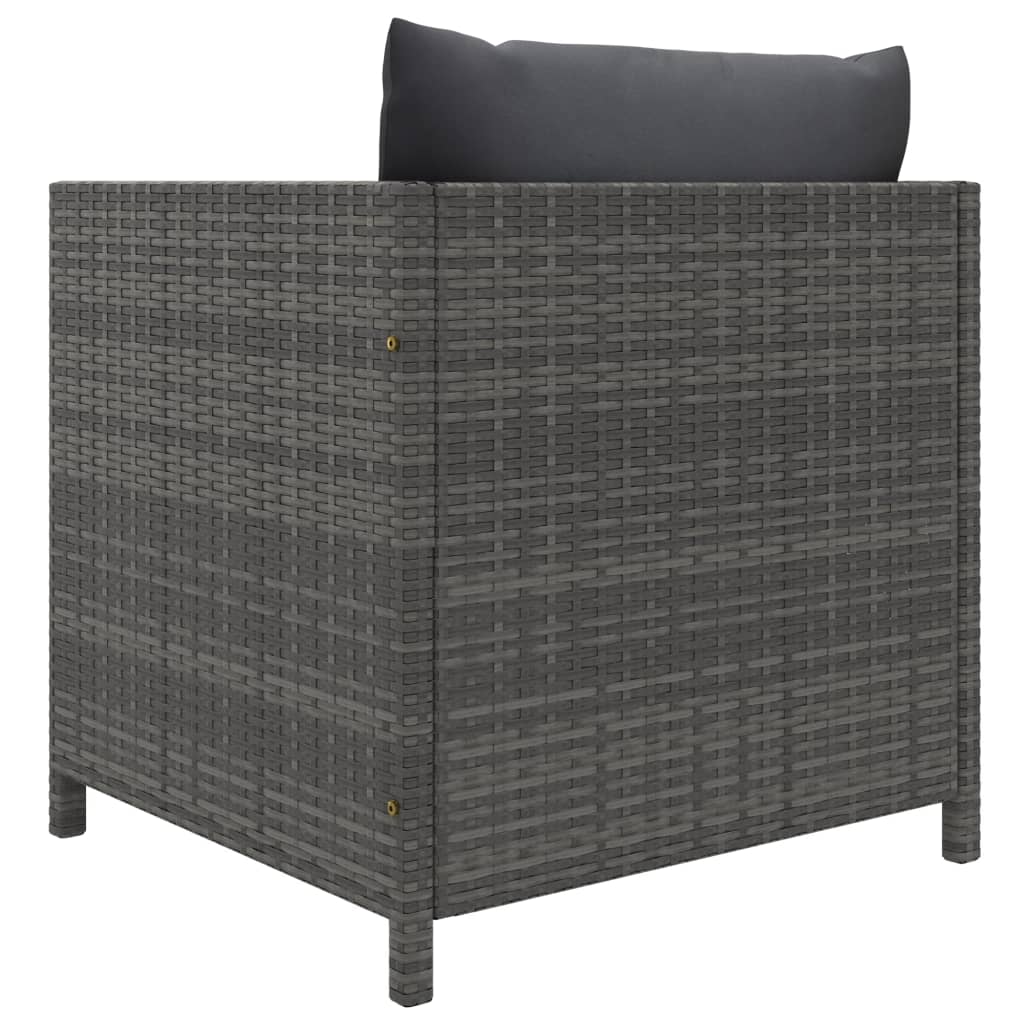 Tuinstoel met kussens poly rattan grijs