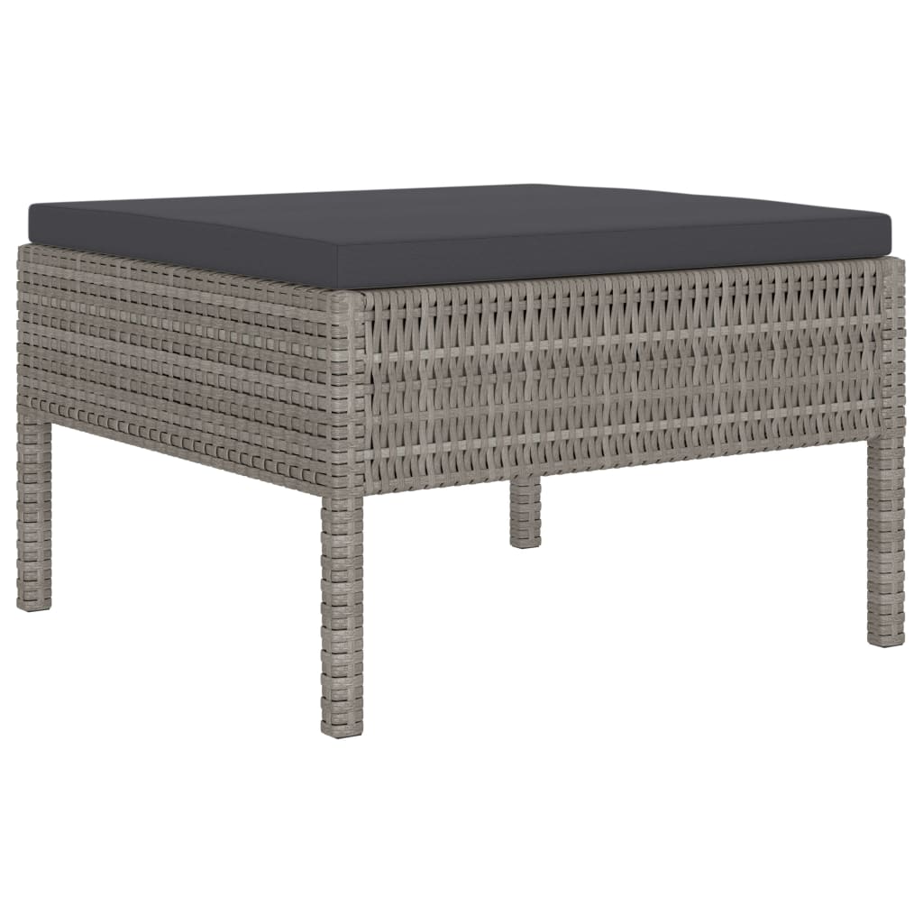 10-delige Loungeset met kussens poly rattan grijs