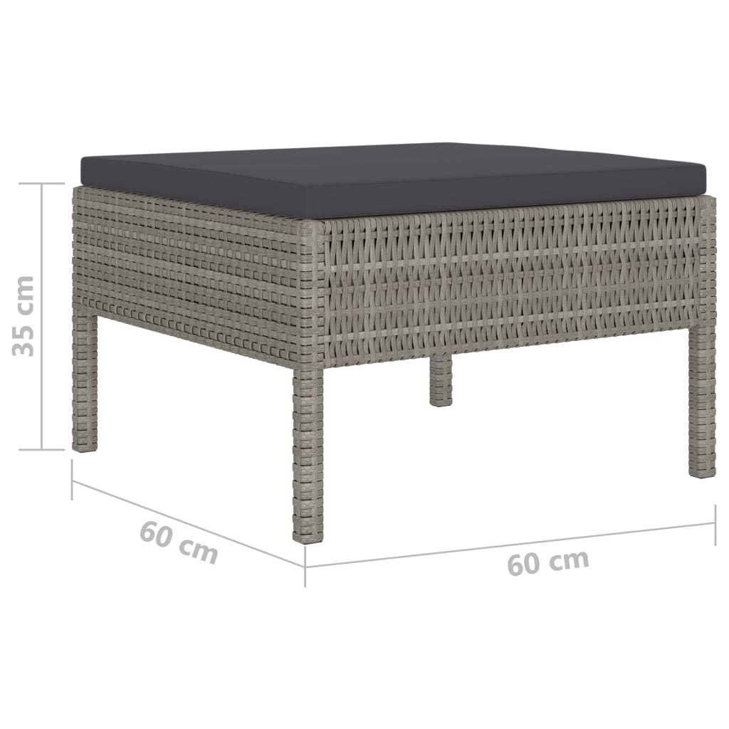 10-delige Loungeset met kussens poly rattan grijs