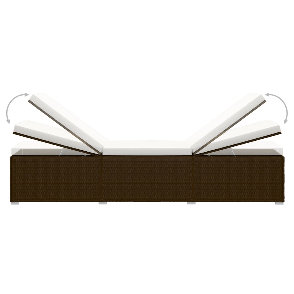 3-delige Ligbeddenset met theetafel poly rattan bruin
