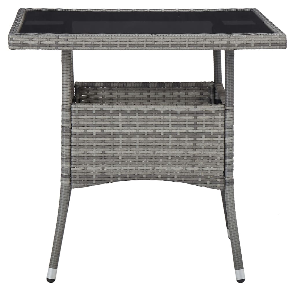 5-delige Tuinset poly rattan en gehard glas grijs