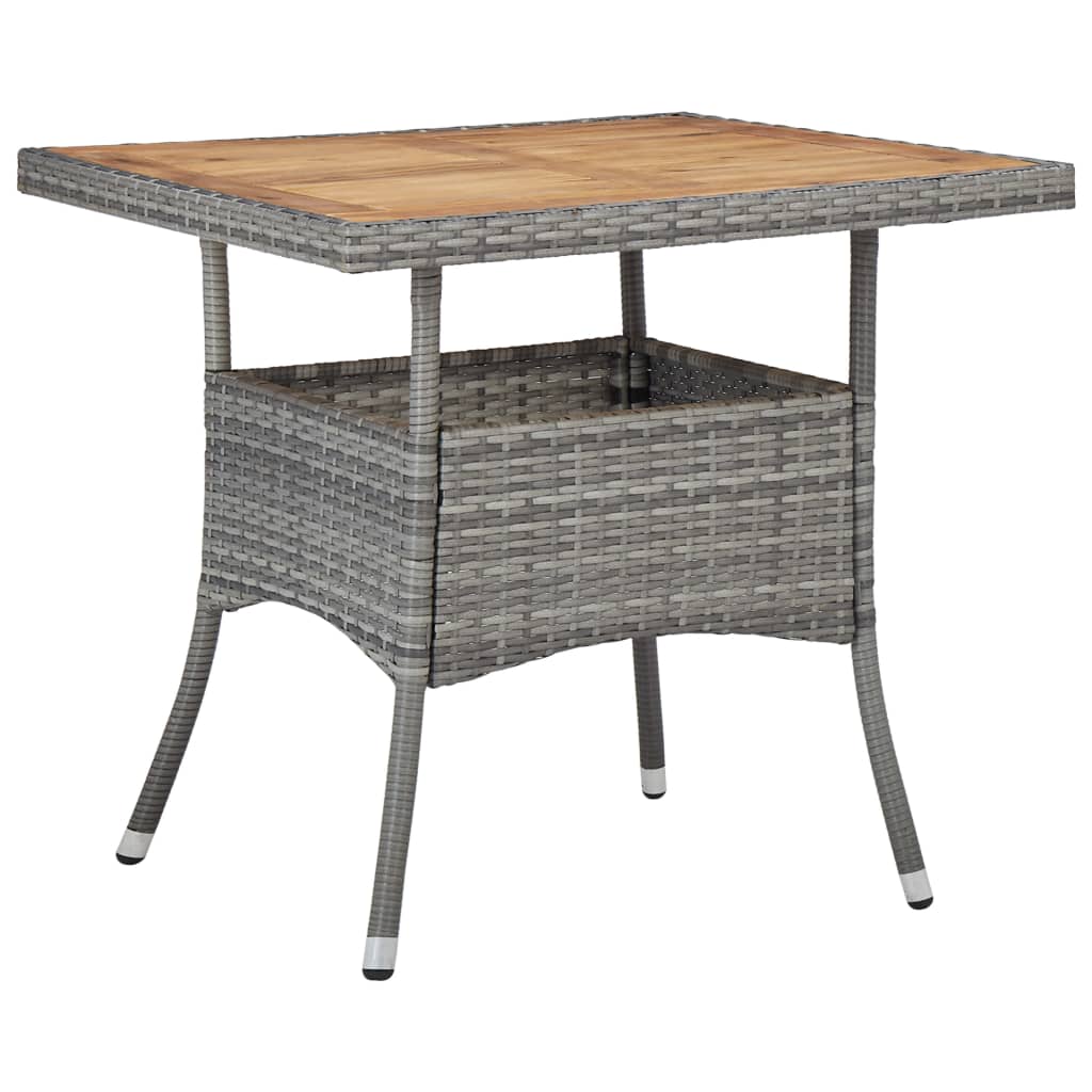 5-delige Tuinset poly rattan en massief acaciahout grijs