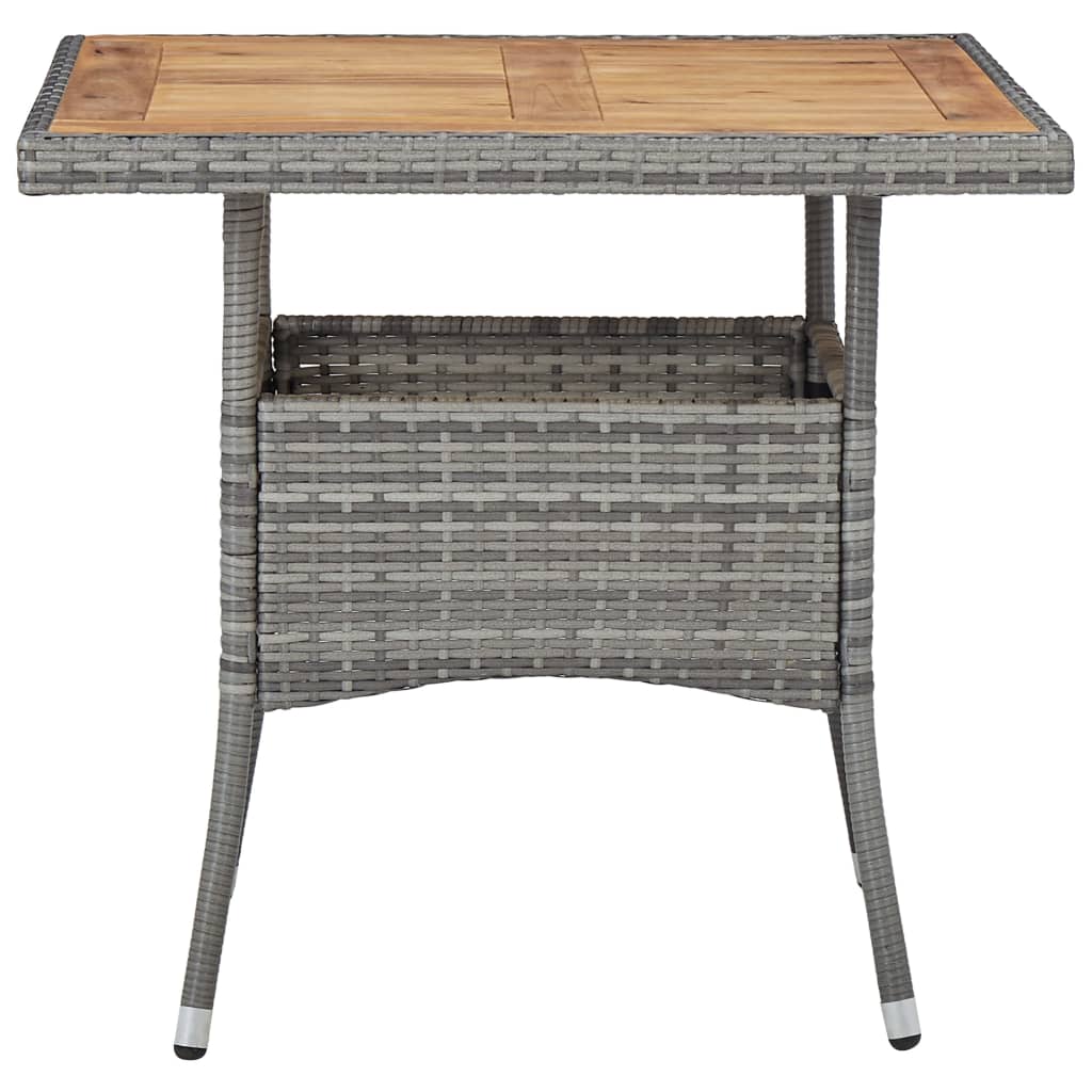 5-delige Tuinset poly rattan en massief acaciahout grijs