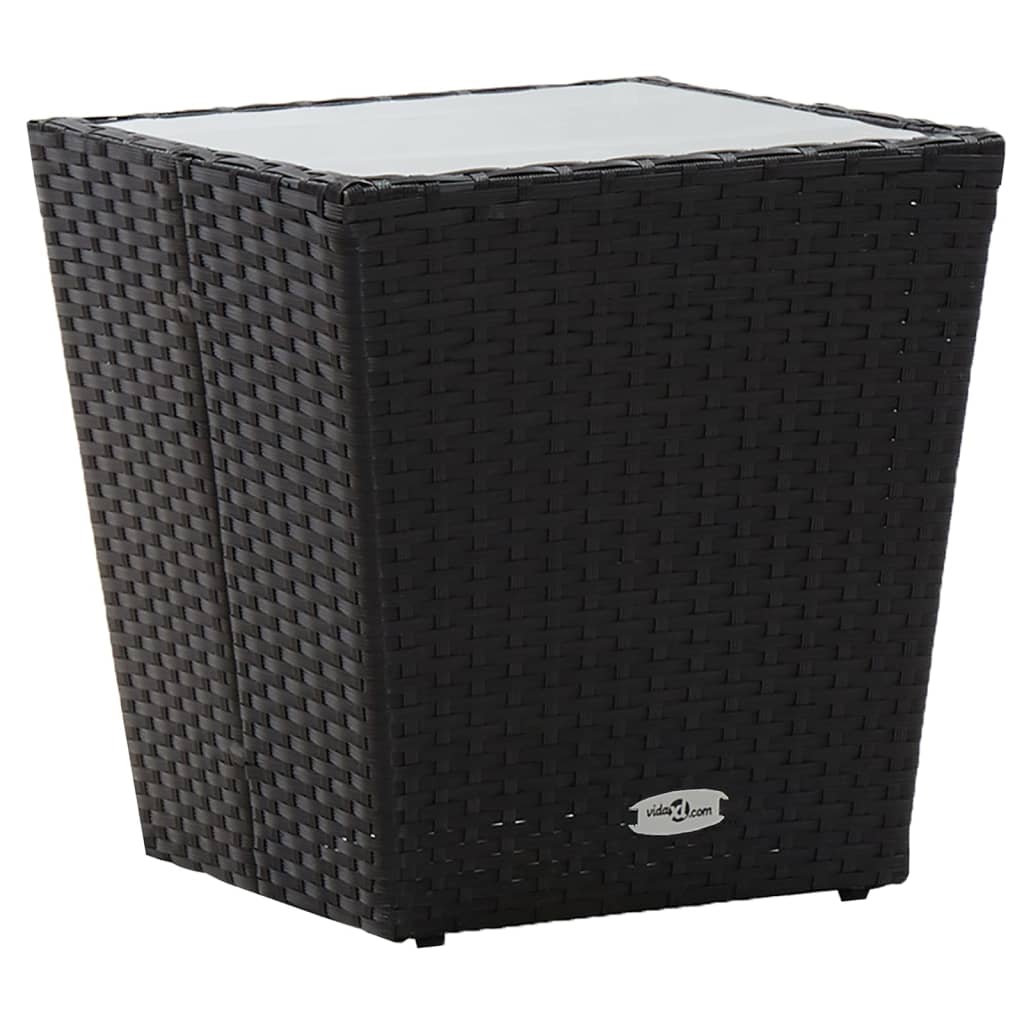 5-delige Bistroset poly rattan en gehard glas zwart