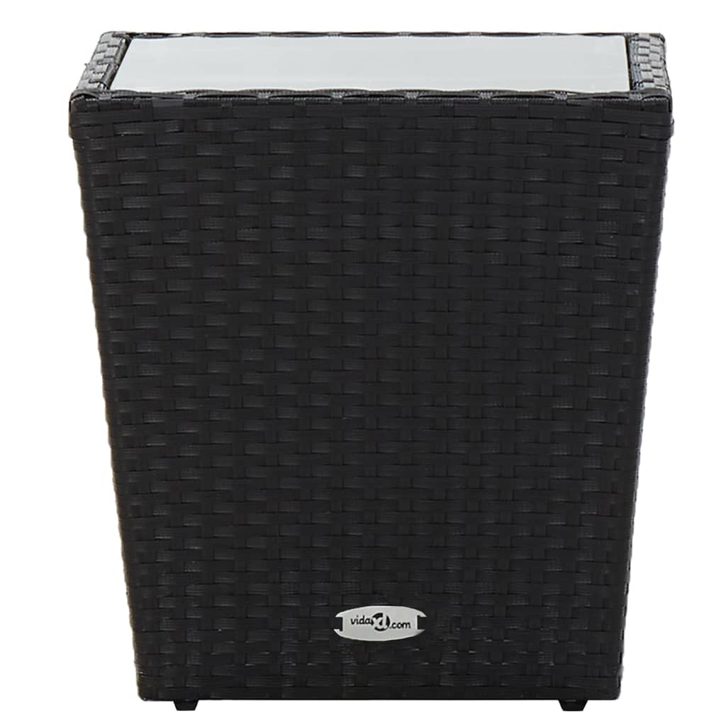 5-delige Bistroset poly rattan en gehard glas zwart