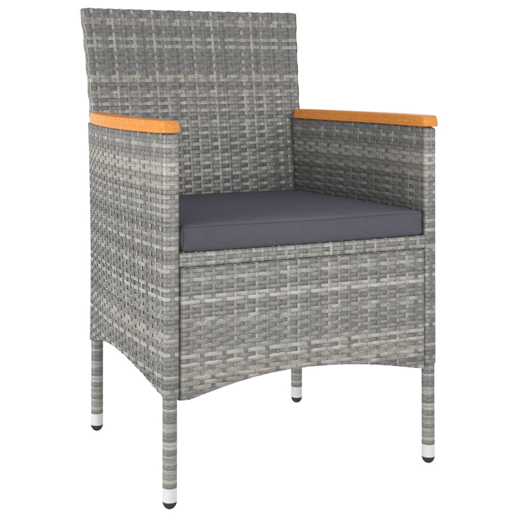 5-delige Bistroset poly rattan en gehard glas grijs
