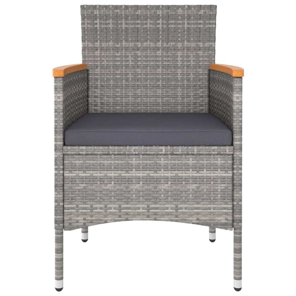 5-delige Bistroset poly rattan en gehard glas grijs