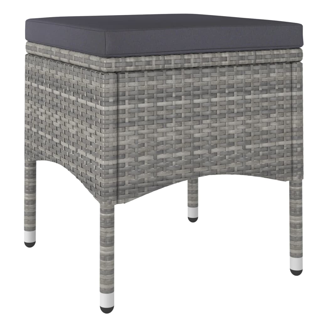 5-delige Bistroset poly rattan en gehard glas grijs