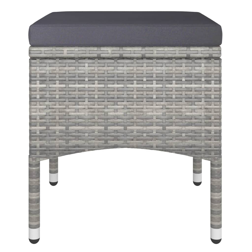 5-delige Bistroset poly rattan en gehard glas grijs