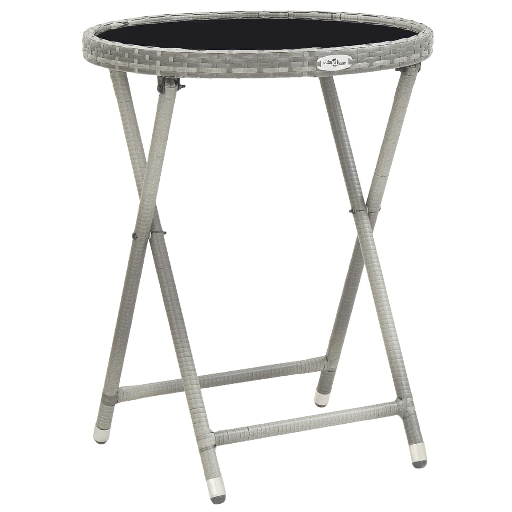 5-delige Bistroset poly rattan en gehard glas grijs