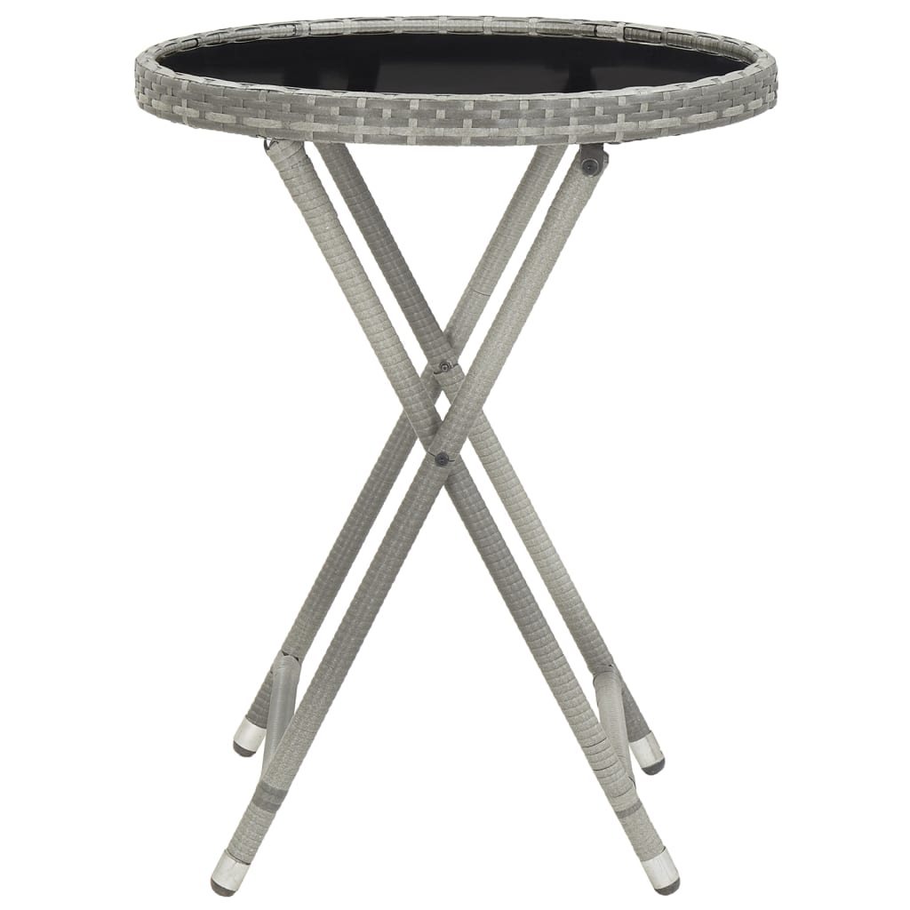 5-delige Bistroset poly rattan en gehard glas grijs