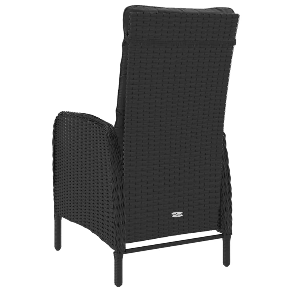 3-delige Tuinset poly rattan en glas zwart