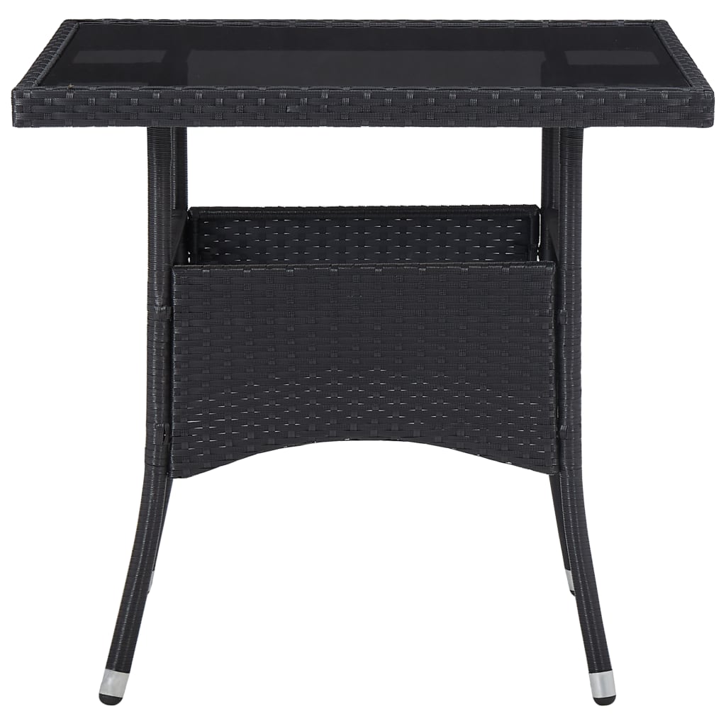 5-delige Tuinset poly rattan en glas zwart