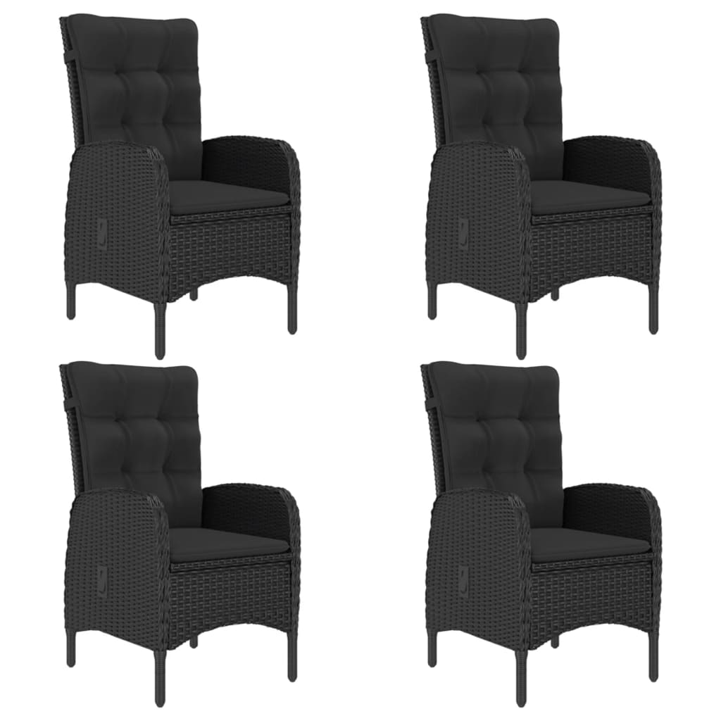 5-delige Tuinset poly rattan en glas zwart