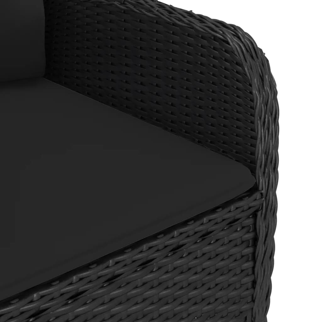 5-delige Tuinset poly rattan en glas zwart