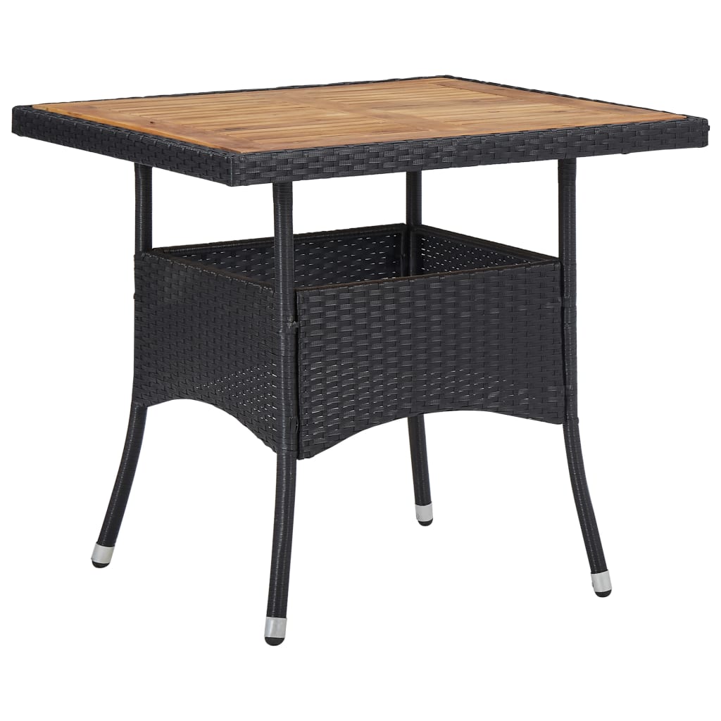 5-delige Tuinset poly rattan en acaciahout zwart