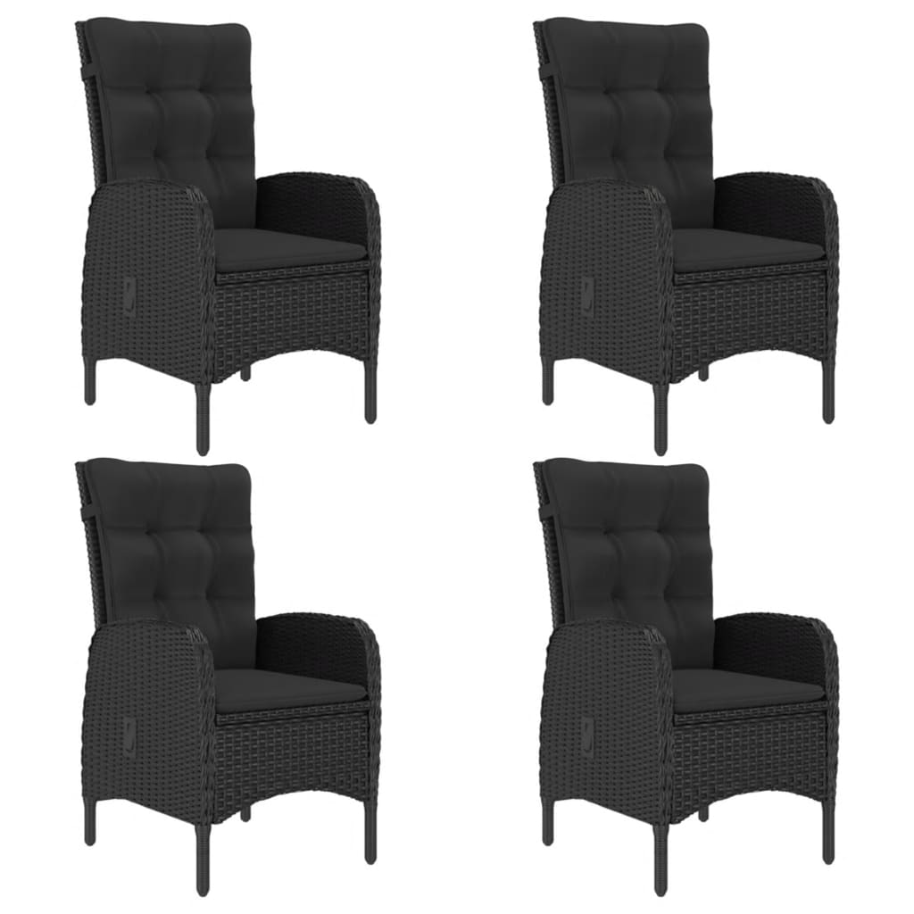 5-delige Tuinset poly rattan en acaciahout zwart