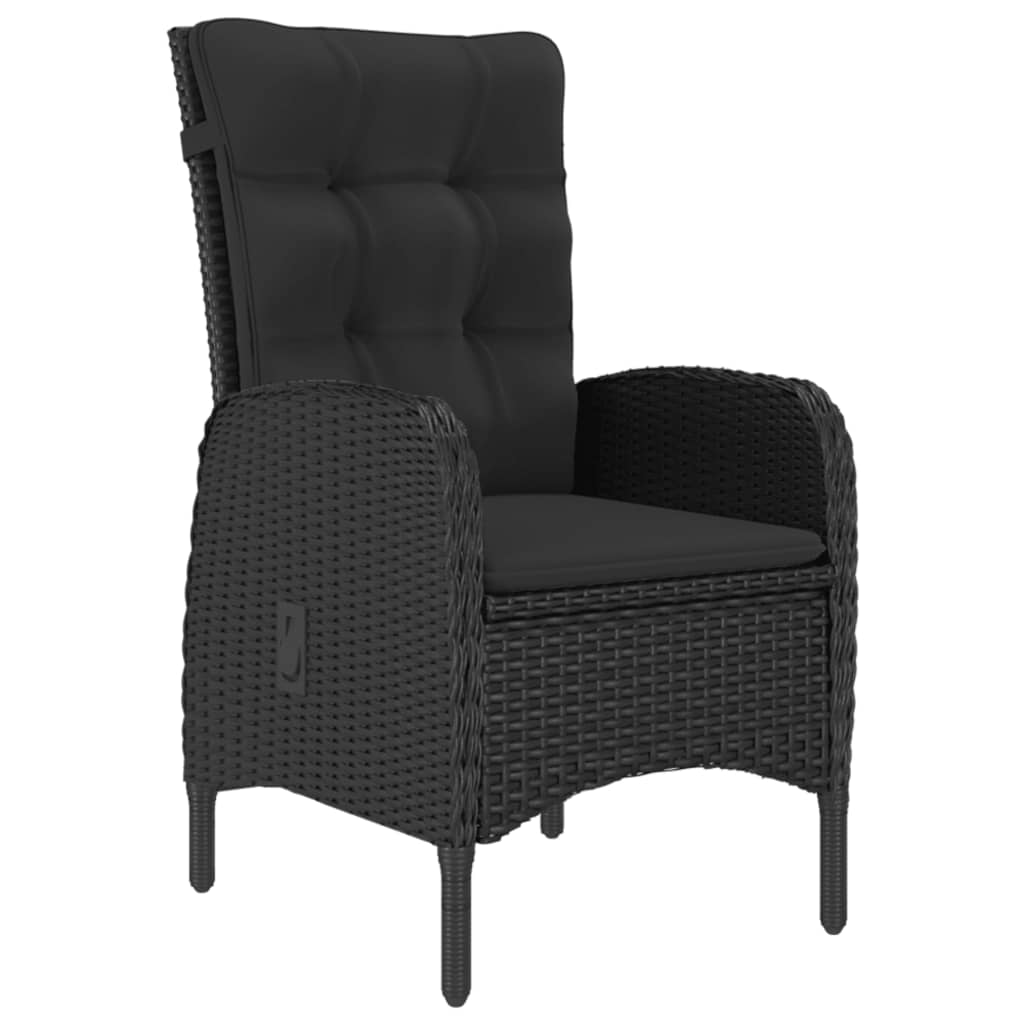 5-delige Tuinset poly rattan en acaciahout zwart