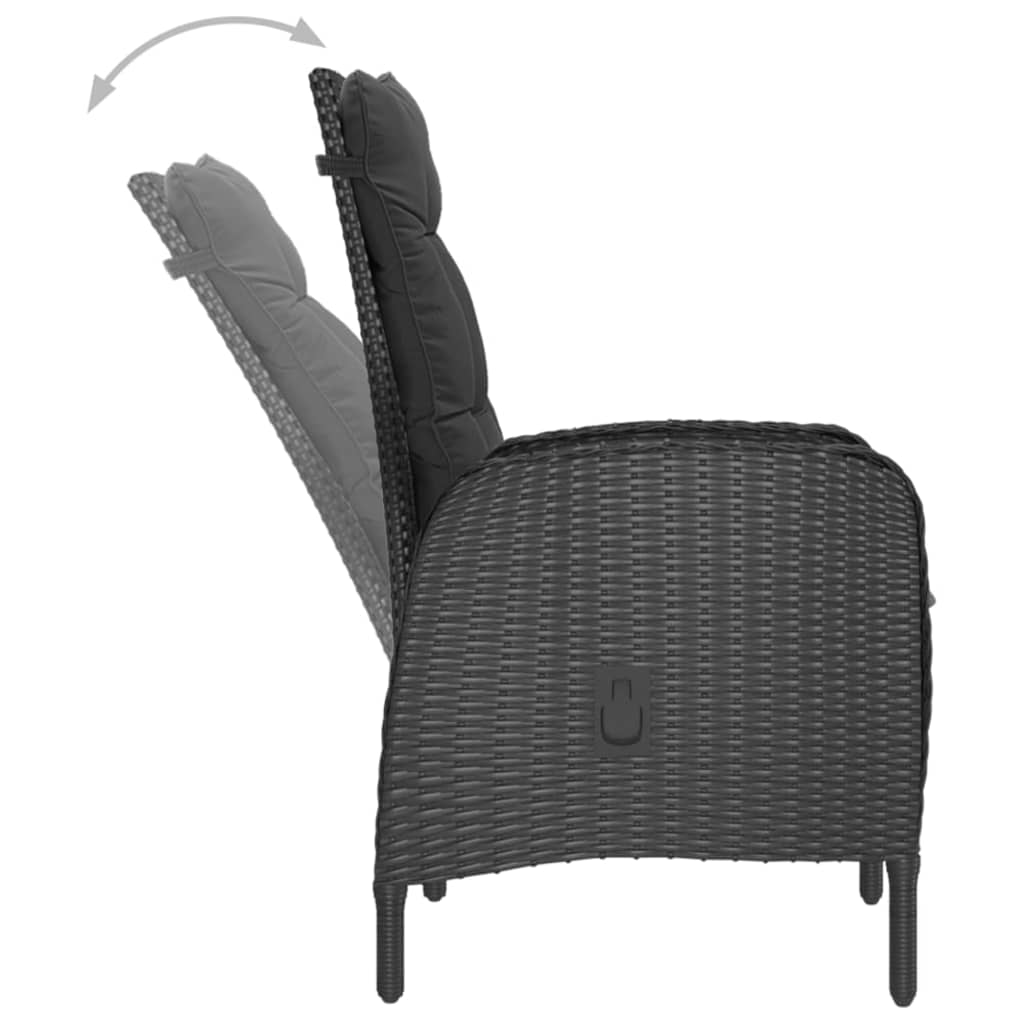 5-delige Tuinset poly rattan en acaciahout zwart