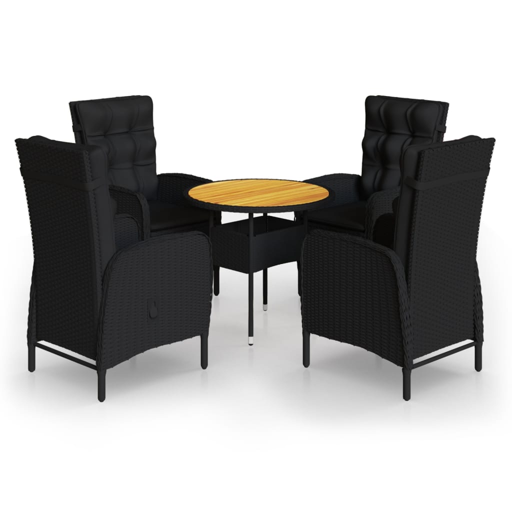 5-delige Tuinset poly rattan zwart