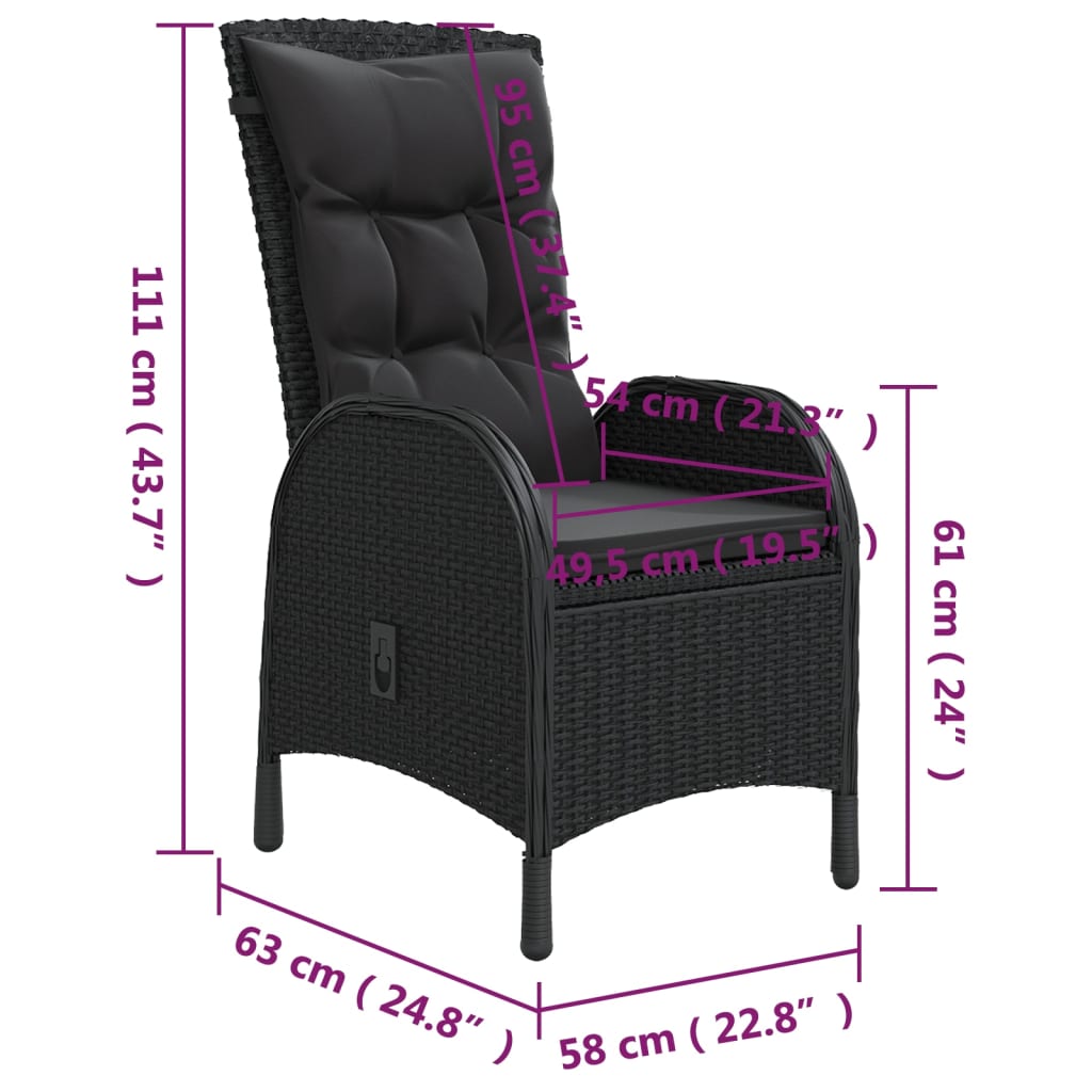 5-delige Tuinset poly rattan zwart