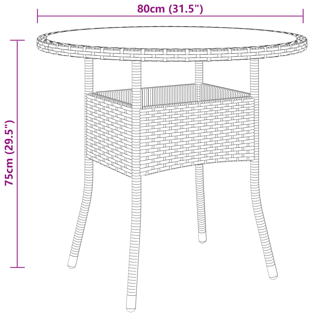 5-delige Tuinset poly rattan zwart