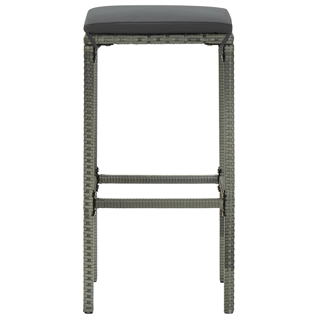 5-delige Tuinbarset met kussens poly rattan grijs