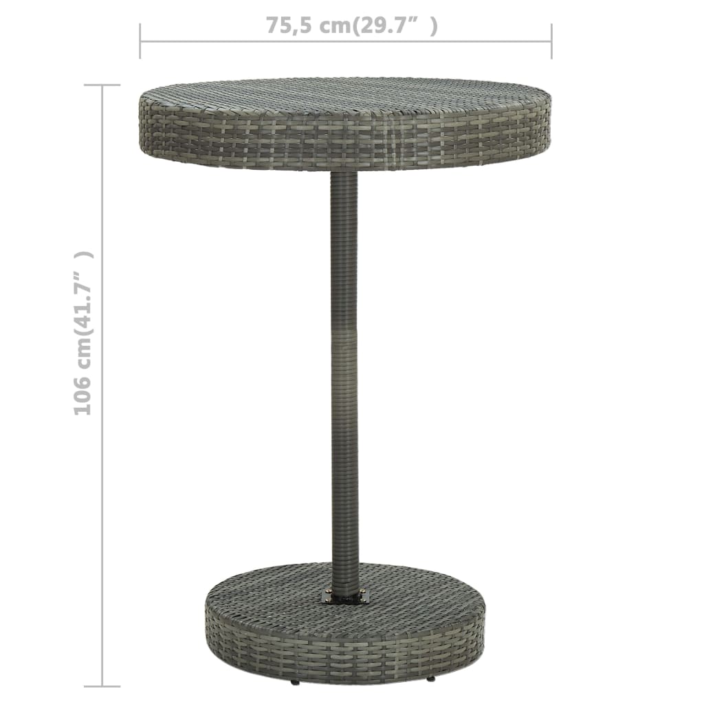 5-delige Tuinbarset met kussens poly rattan grijs