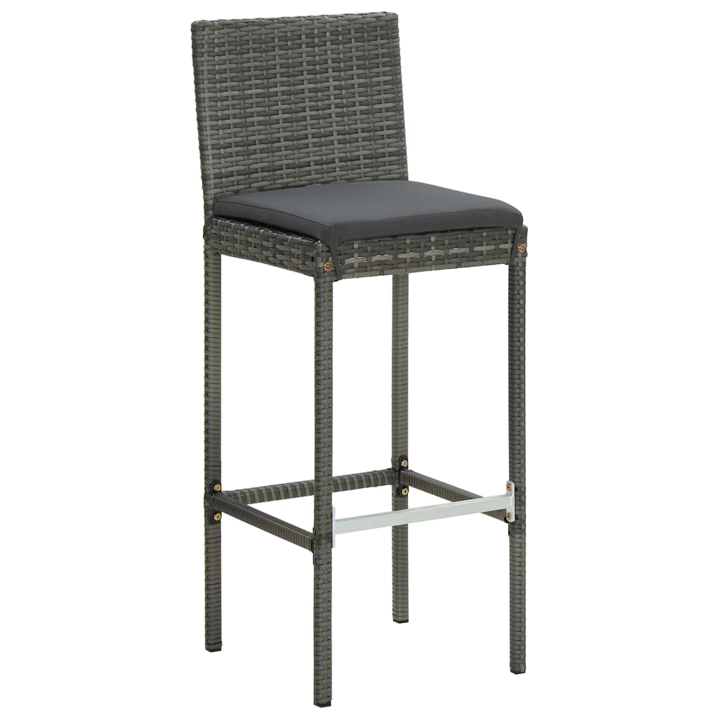 5-delige Tuinbarset met kussens poly rattan grijs