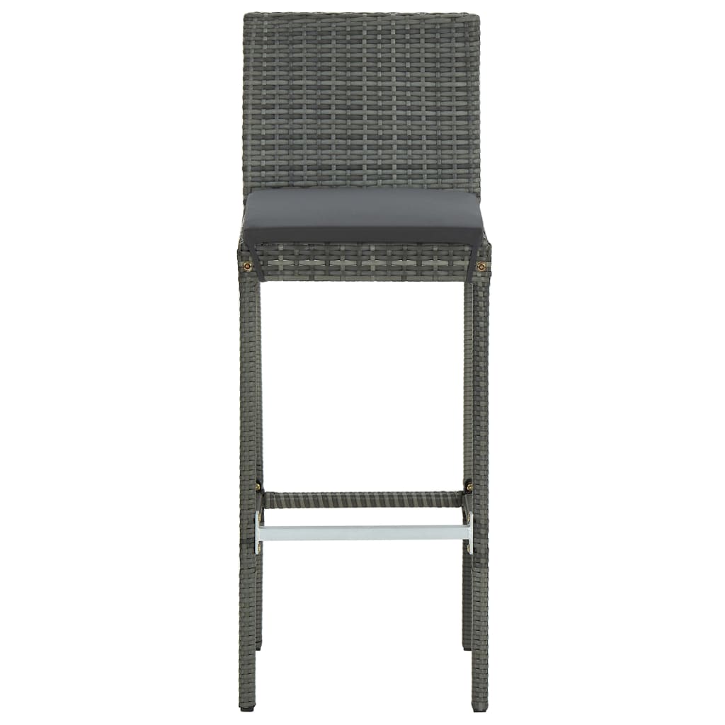 5-delige Tuinbarset met kussens poly rattan grijs