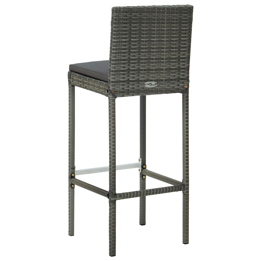 5-delige Tuinbarset met kussens poly rattan grijs